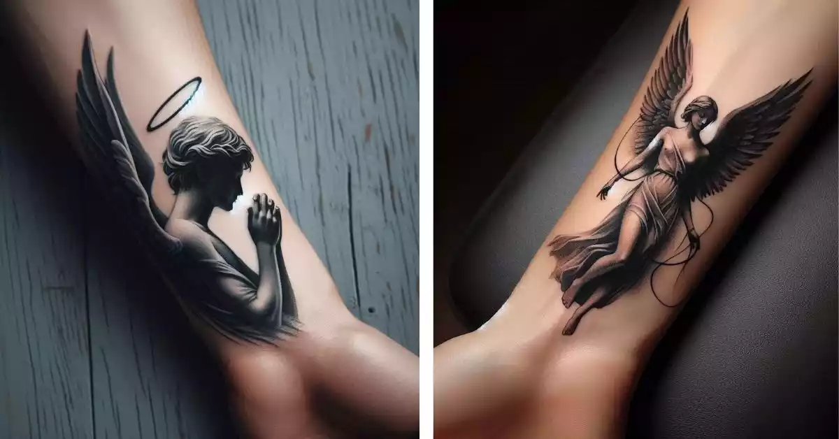 Realistic-guardian-angel-tattoo-design-with-detailed-wings