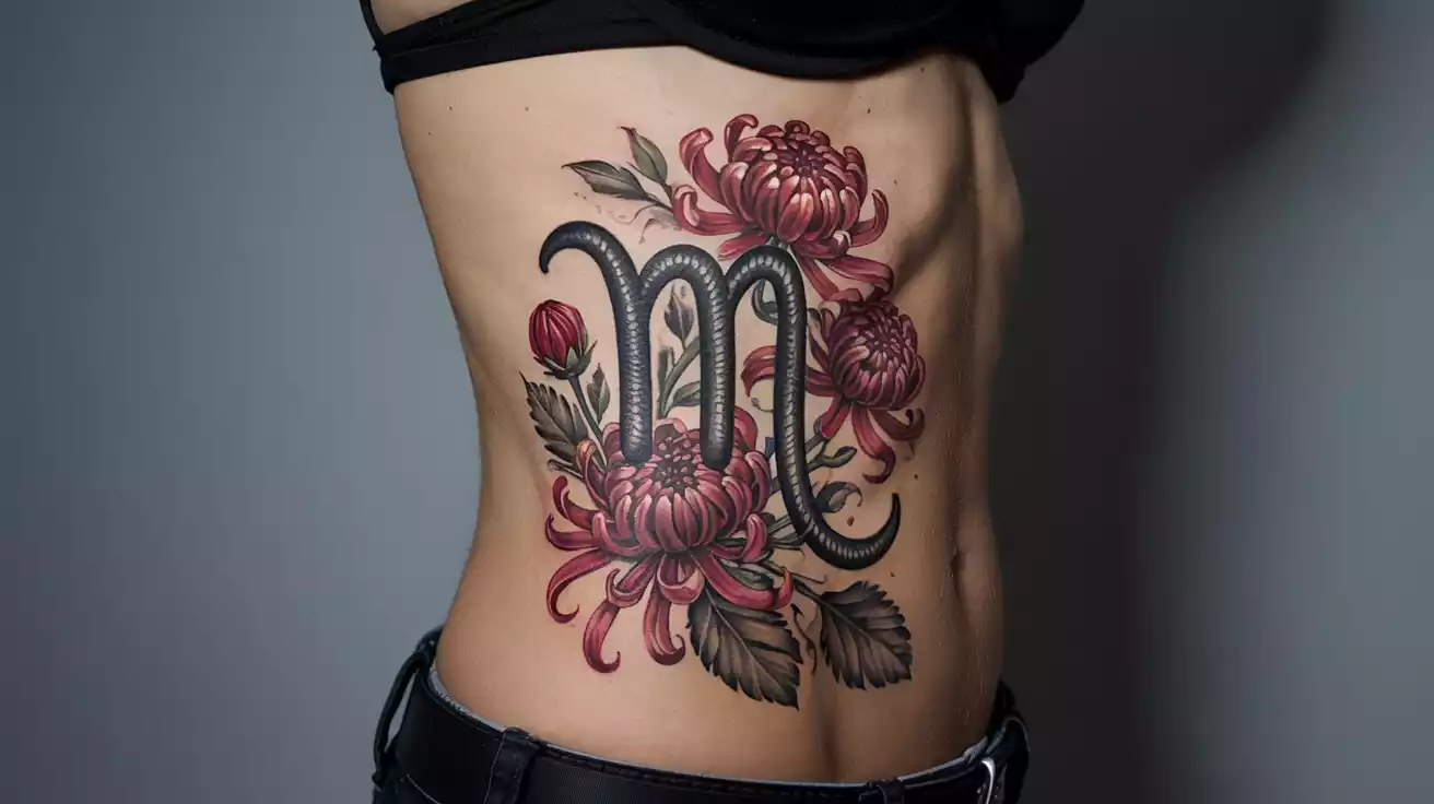 aries-constellation-tattoo-with-honeysuckle-floral-art
