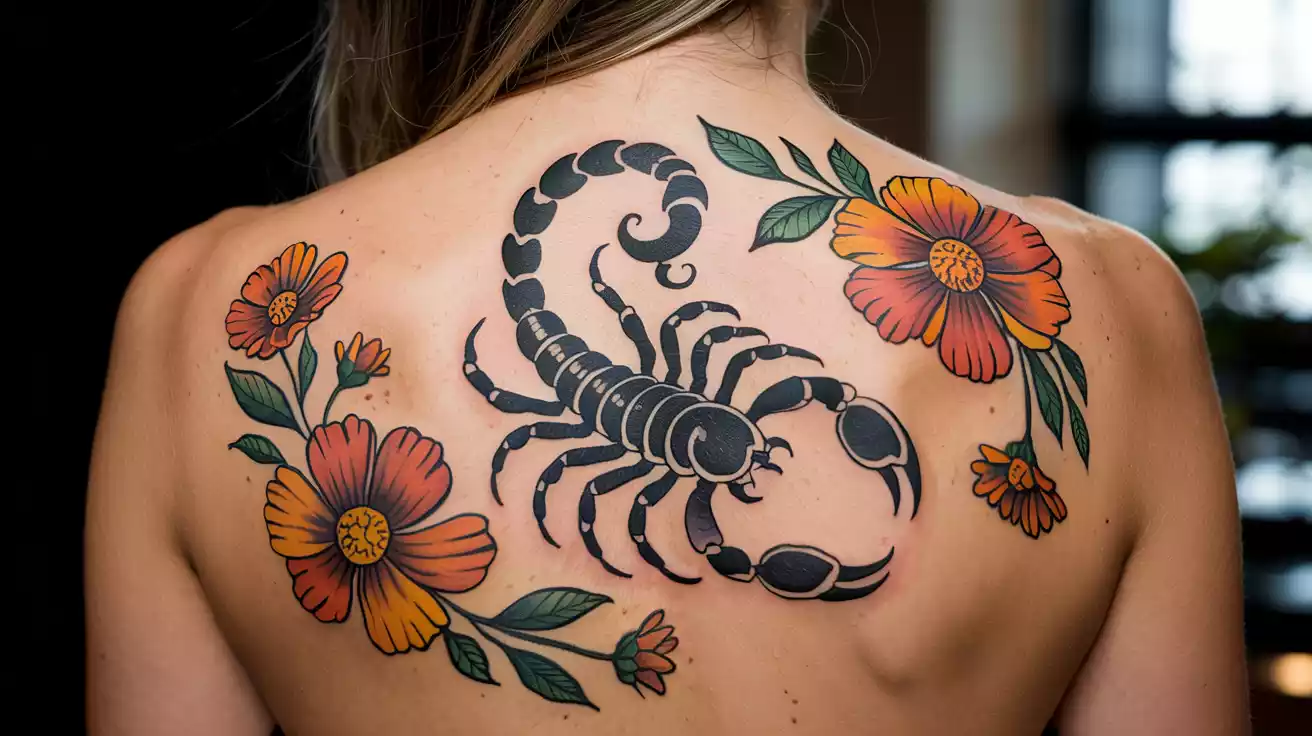 gemini-tattoo-with-lavender-flower-outline
