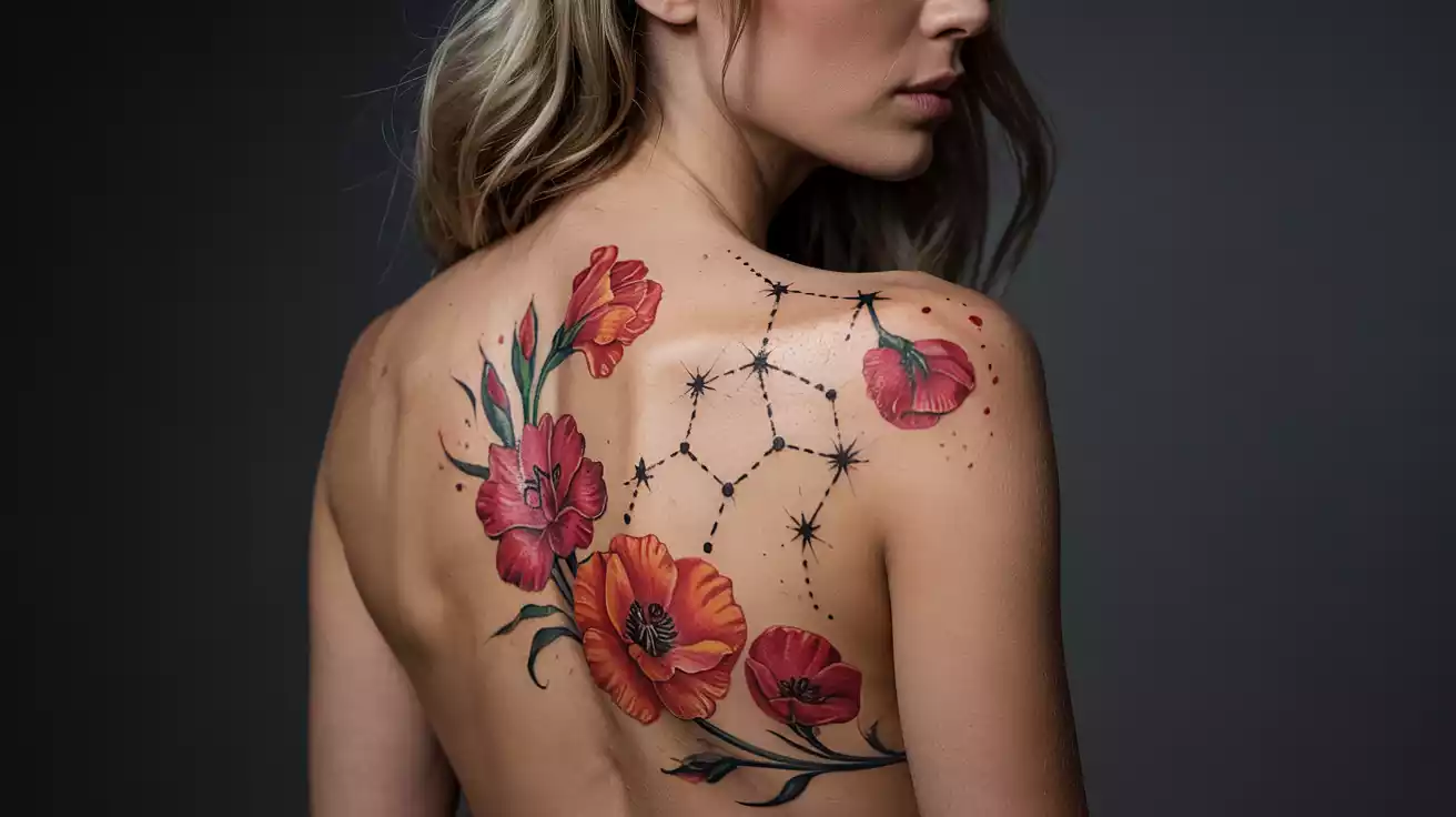 pisces-zodiac-tattoo-with-daffodil-birth-flower
