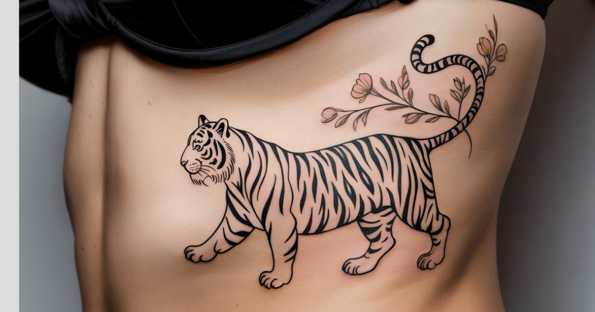 feminine-tiger-tattoo-with-flowers-design-for-women