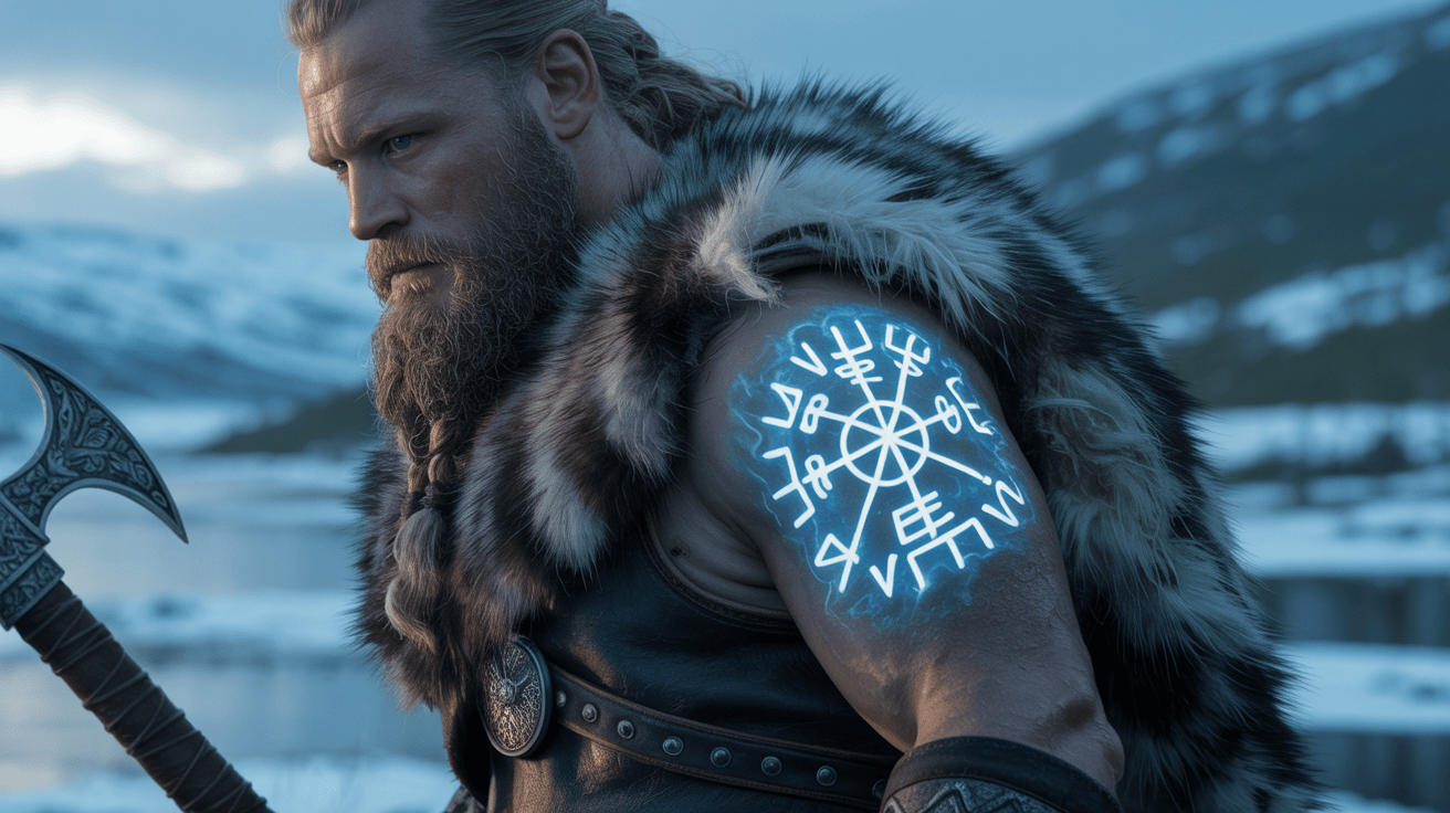 minimalist-vegvisir-viking-tattoo-black-ink-norse-compass-design