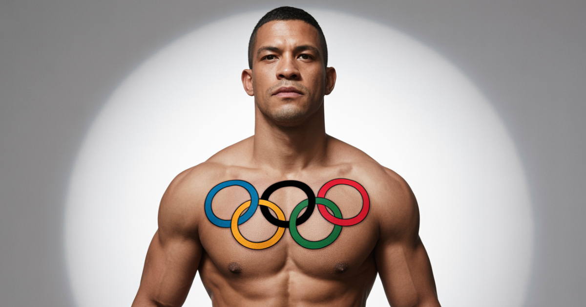 Olympic-sports-tattoo-ideas-featuring-interlocking-rings-design-on-athlete-shoulder
