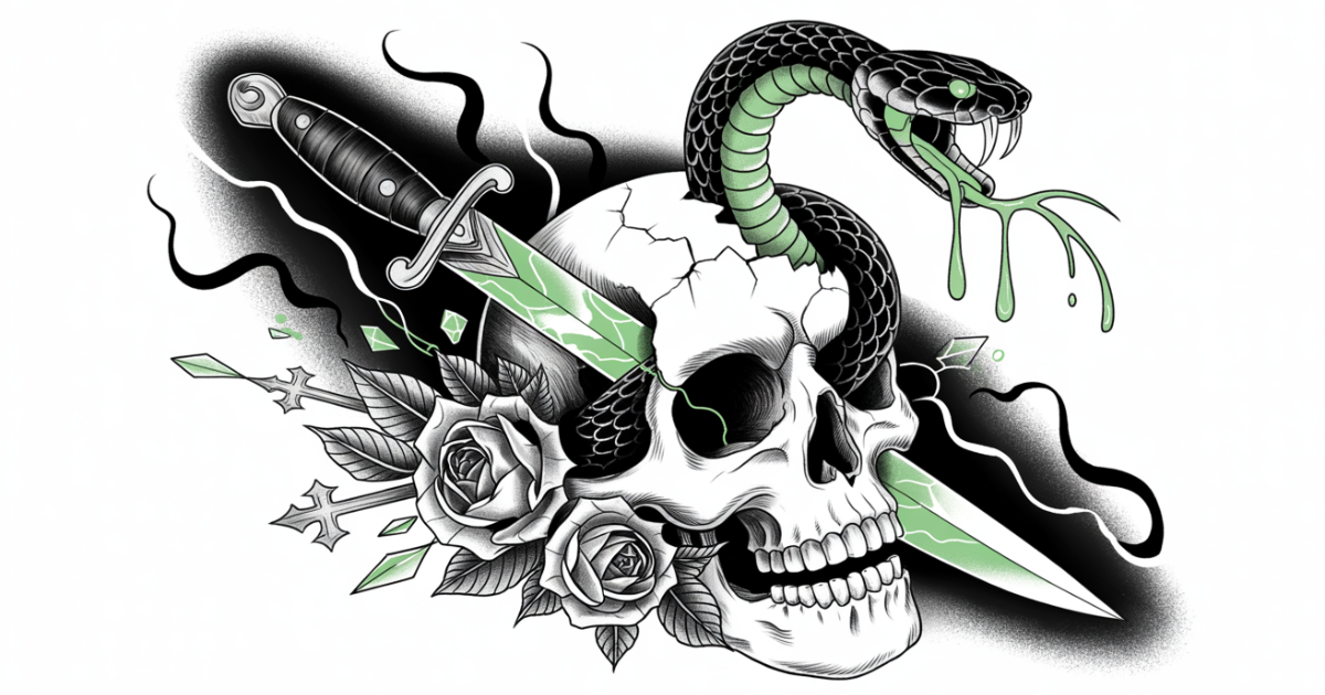gothic-snake-and-skull-tattoo-designs