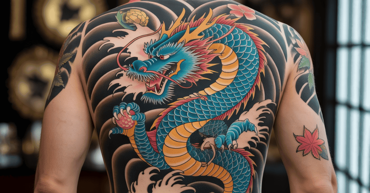 Japanese-Oni-demon-mask-tattoo-design-with-red-skin-and-horns-traditional-Irezumi-style