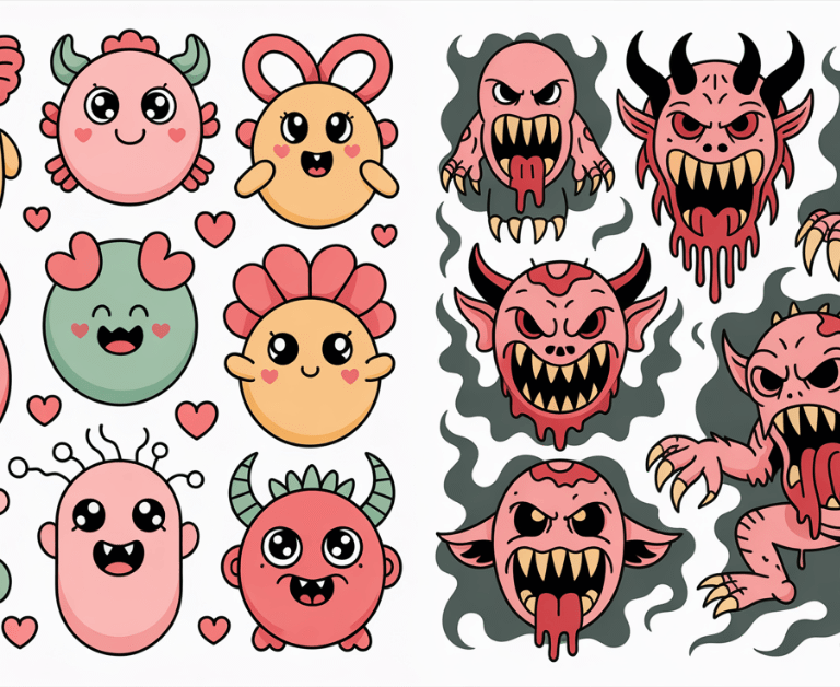 Scary-vs-Cute-Monster-Tattoo-Designs