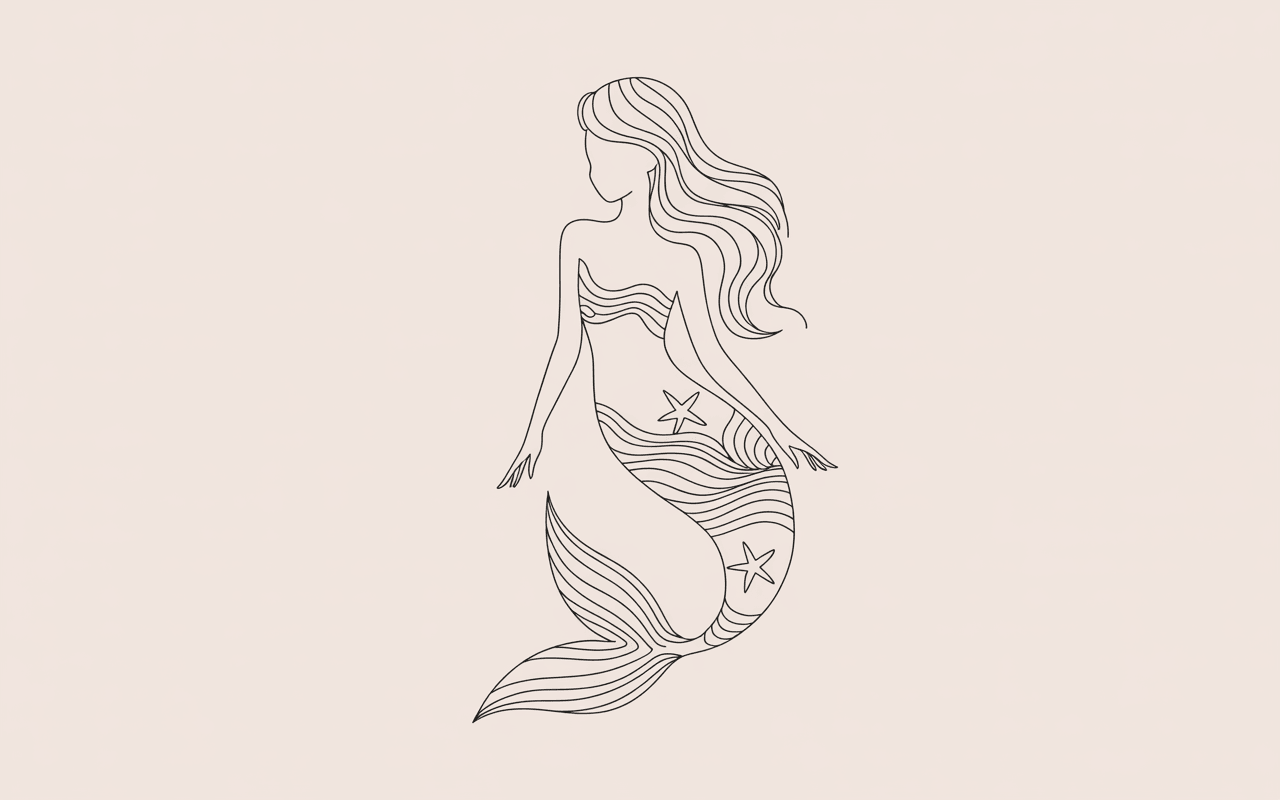 delicate-mermaid-tattoo-minimalist-style-for-back