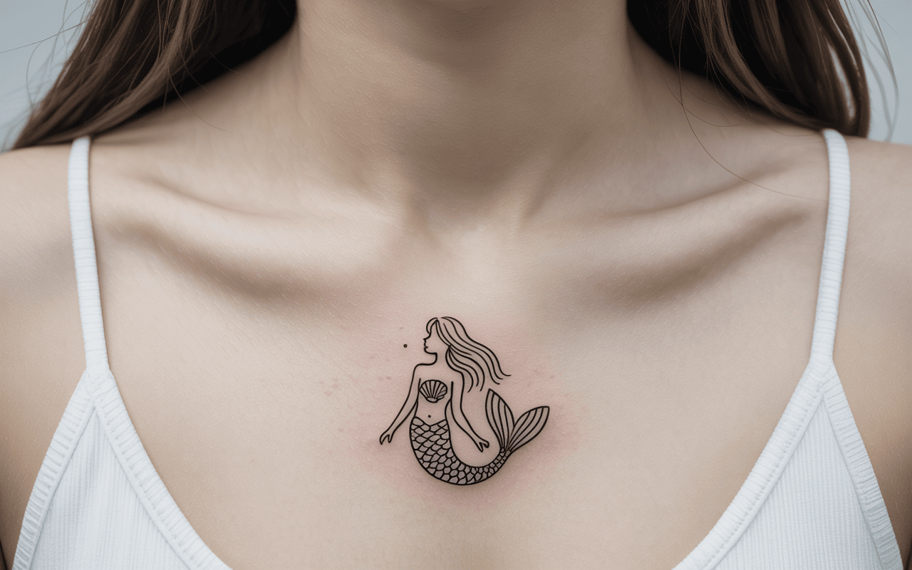 simple-mermaid-tattoo-outline-minimalist-style-on-neck