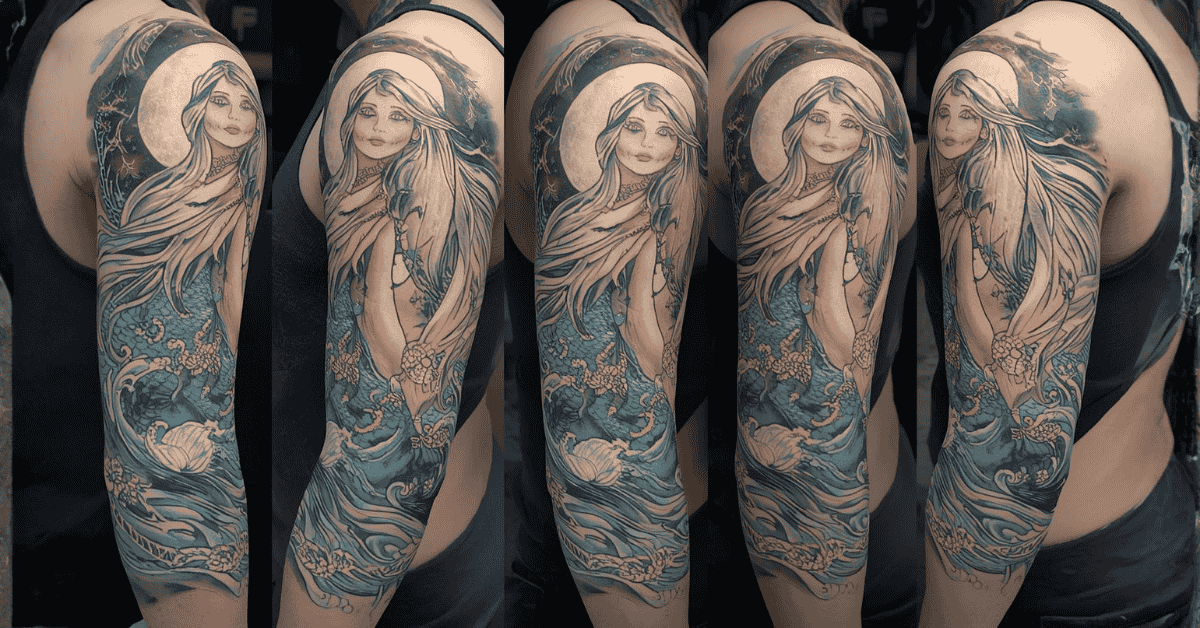 fierce-siren-mermaid-sleeve-tattoo-design-for-tattoo-lovers