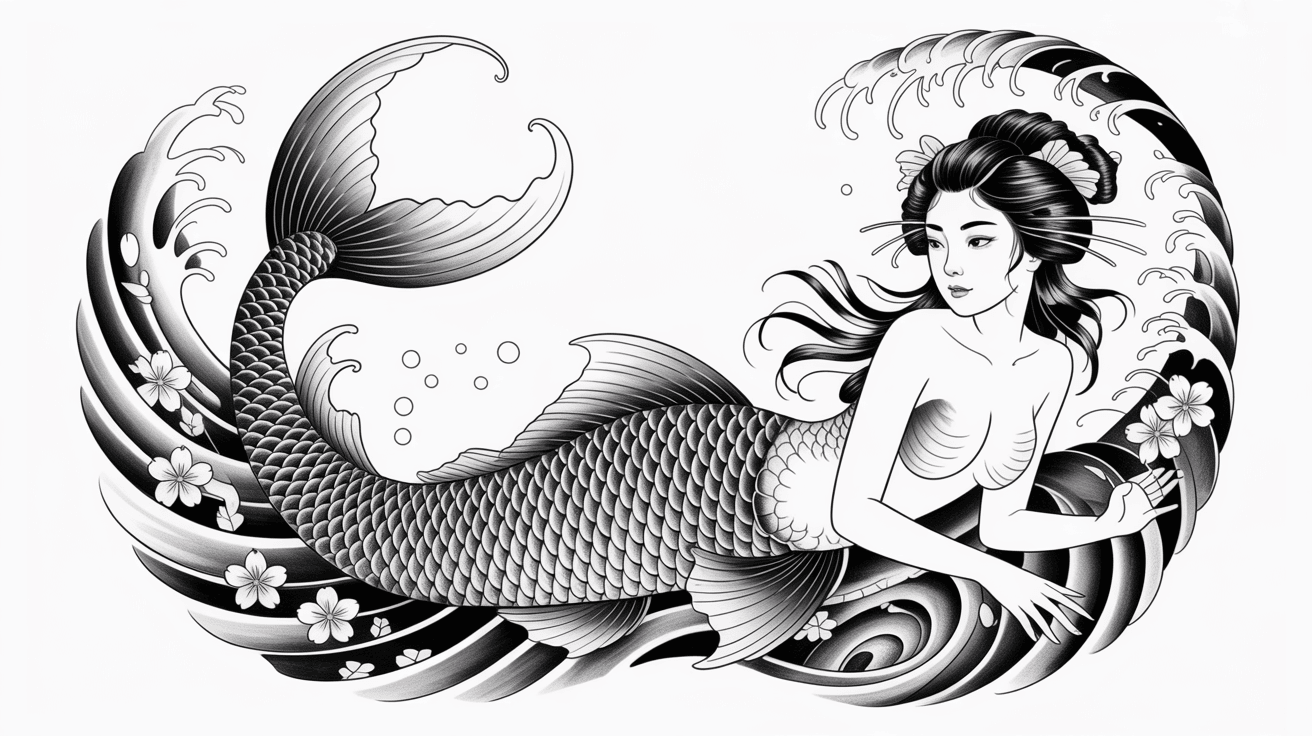 japanese-ningyo-mermaid-tattoo-designs-mythological-style