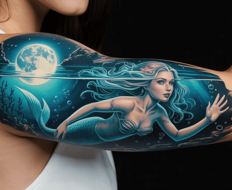 realistic-mermaid-sleeve-tattoo-design-for-full-arm-ink