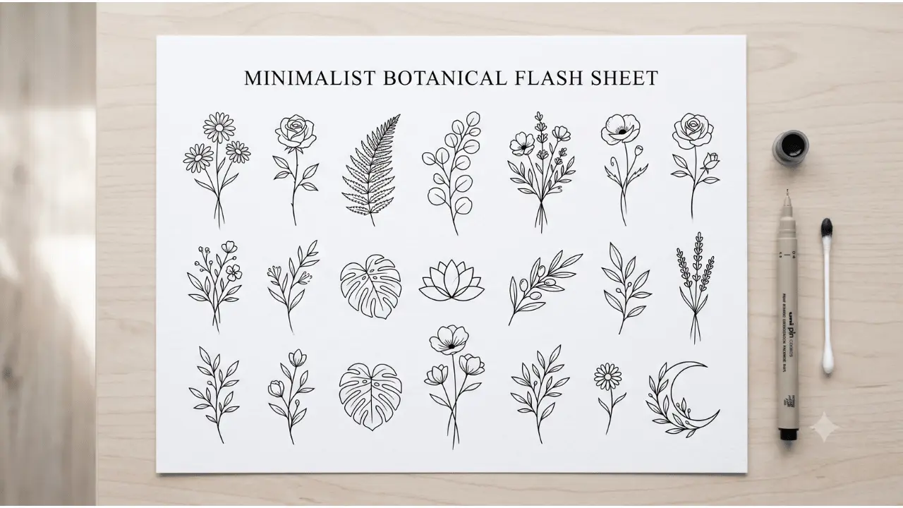 You are currently viewing Minimalist Floral Tattoo Stencil: Clean Blueprints for Fine‑Line Ink